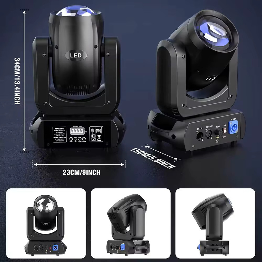 CHEGIT Professionelles 150W Bühnen-DMX512 Moving Head Licht mit 8x8 Mustern und RGB-Effekten in Schwarz - Bild 5
