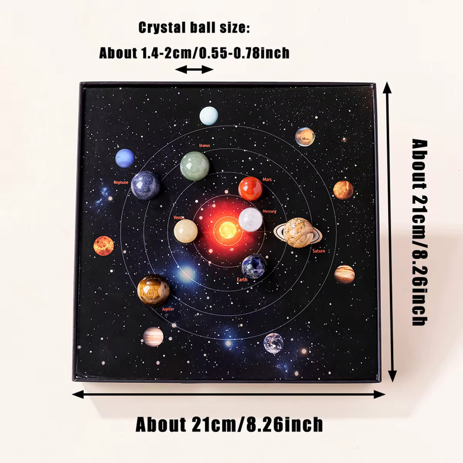 Runyangshi Planeten Naturstein Kristalle Set mit 8 Mineralproben in Multicolour als Tischdekoration - Bild 3