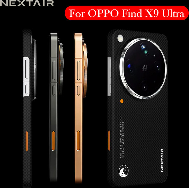 NEXTAIR Carbonfaser-Hülle für OPPO Find X9 Ultra in Schwarz mit Kevlar und Wireless Charging Unterstützung - Bild 1