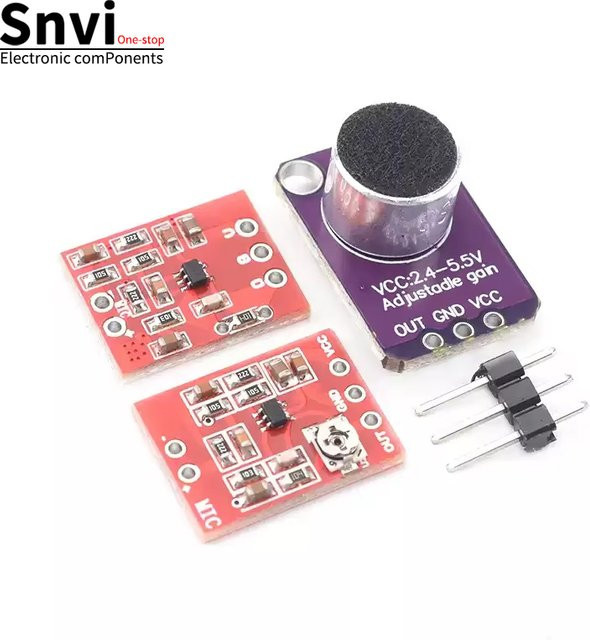 Snvi MAX4466 Elektret-Mikrofonverstärkermodul mit einstellbarer Verstärkung, Audio-Pickup-Vorverstärker-Sensorplatine in Purple und Multicolour für Arduino DIY-Projekte - Bild 1