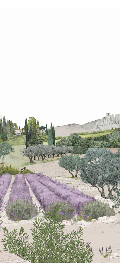 Isidore Leroy Mural Provence Été Wandtapete Panel B mit botanischem Sommer-Landschaftsmotiv in Mehrfarben - Bild 2
