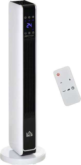 HOMCOM Elektroheizer Heizlüfter mit 2200W Leistung, Fernbedienung und Timer, Weiß-Schwarz, B/T/H: 21 x 21 x 73 cm - Bild 1