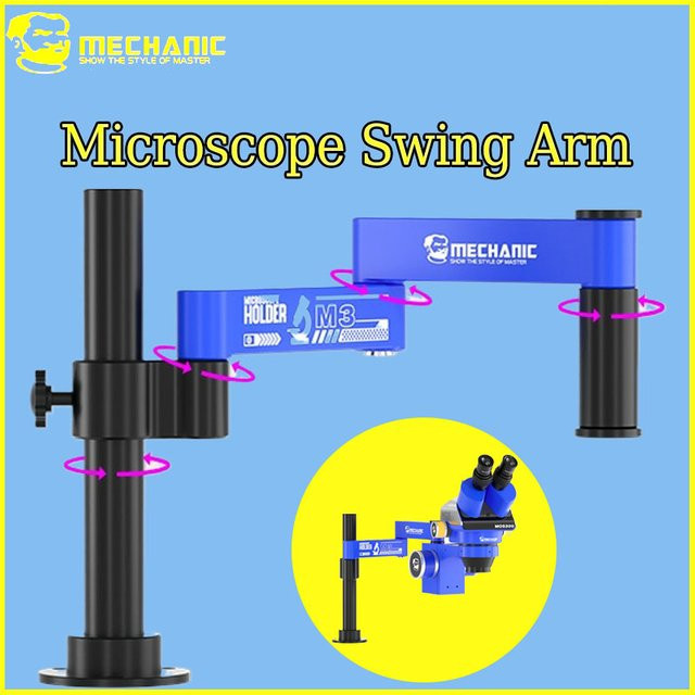 MECHANIC M3 Mikroskop Schwenkarm mit 360 Grad Rotationsverstellung und verstellbarem Ständer in Blau, B/T/H: 48,0 x 26,0 cm - Bild 1