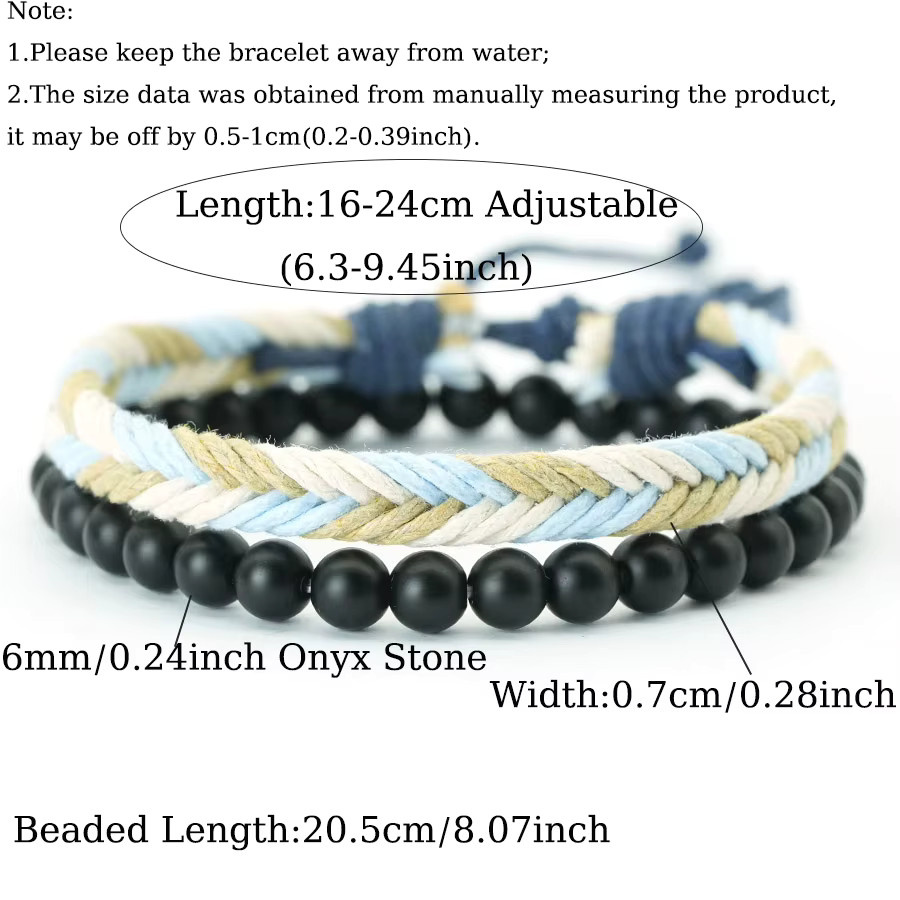 Noter Armband, 2-teilig, bunt, Onyx-Stein, Unisex, geflochten, 6 mm - Bild 3