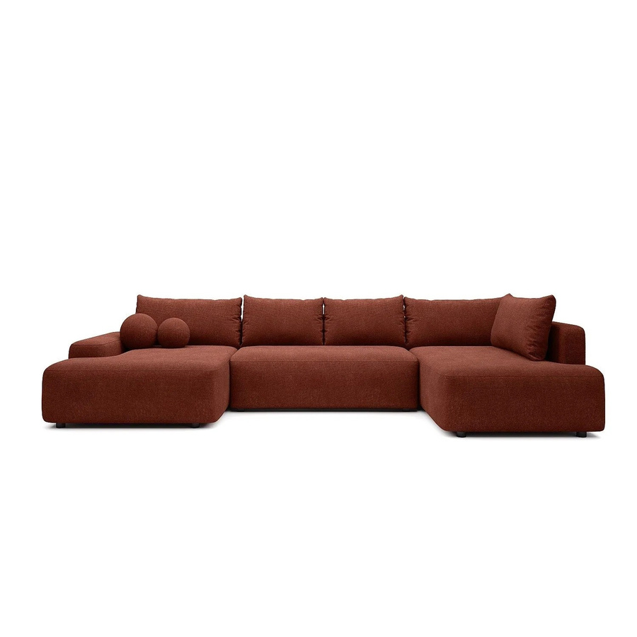 Vente-unique Schlafsofa Daviso in Terracotta mit L-Form und Ausziehfunktion, Breite: 360 cm - Bild 2