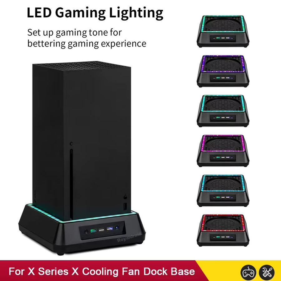 Ispoofer LED-Lüfter für Xbox Series X mit 7 Beleuchtungsmodi und 2 USB-Anschlüssen, Schwarz, Mehrfarbig - Bild 2