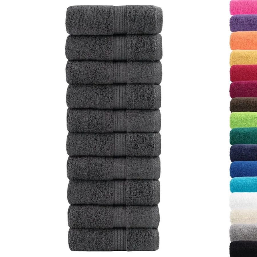vidaXL Premium-Gästetücher SOLUND, 10 Stück, Anthrazit, Baumwolle, 30 x 50 cm, 600 g/m² - Bild 2
