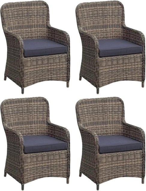 DELUKE Gartenstuhl 4er Set LAGOS Relaxsessel aus Kunststoff und Stahl in Nelkenbraun mit Polstern und Armlehnen - Bild 1