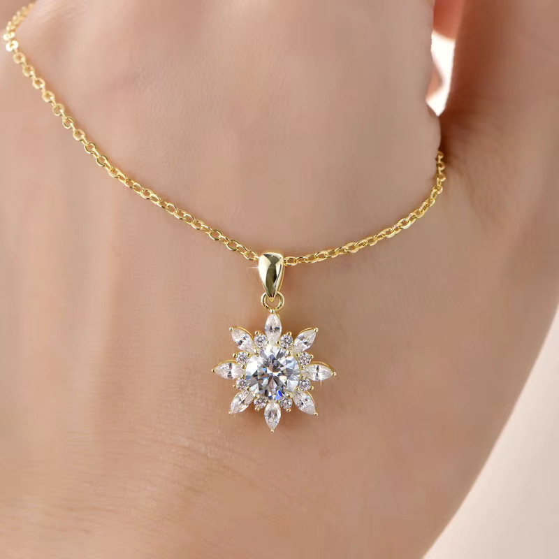Lnngy Sonnenblumen-Anhänger-Halskette, Moissanit-Diamant, Damen - Bild 3