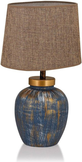 Opviq Tischleuchte TM167 aus Keramik in Blau und Braun mit E27 Fassung, B/H/T: 30 x 48 x 30 cm - Bild 1