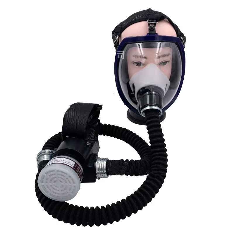 Luftgespeiste Vollgesicht-Gasmaske mit elektrischem konstanten Luftstrom als Atemschutzgerät in Schwarz - Bild 3