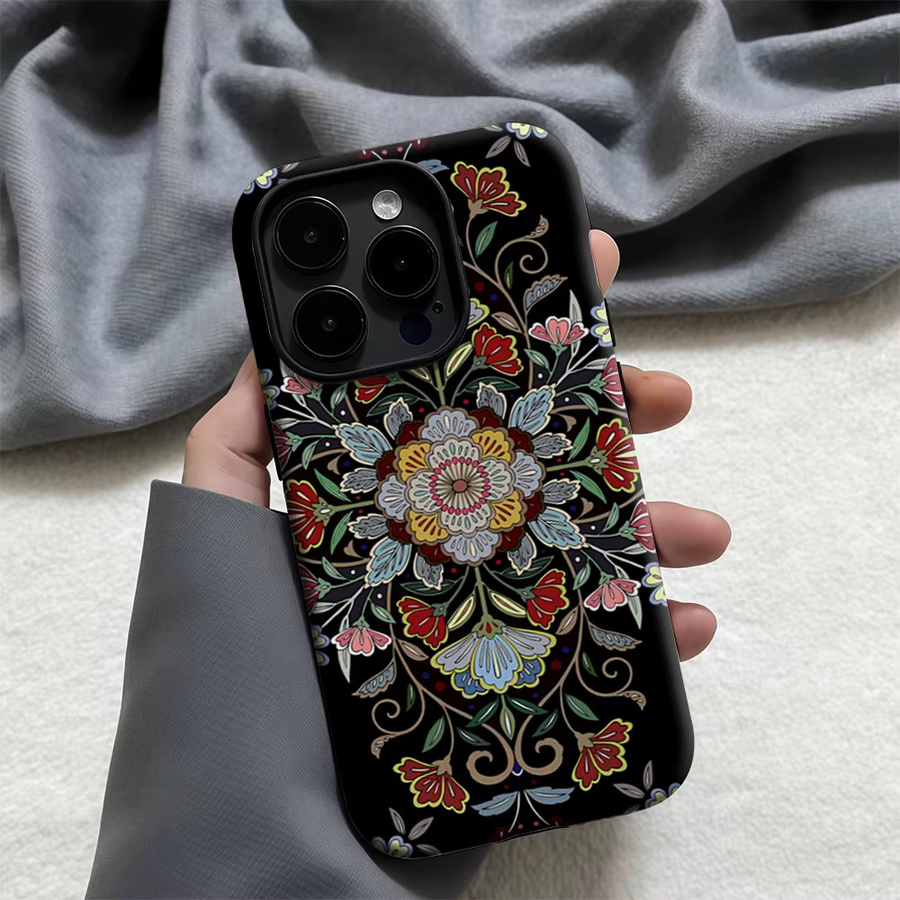 Potdemiel Handyhülle Vintage Floral Medallion für iPhone 17 16 15 14 13 12 11 Pro Max Plus in Multicolour mit Doppelschicht-Rückseite - Bild 4