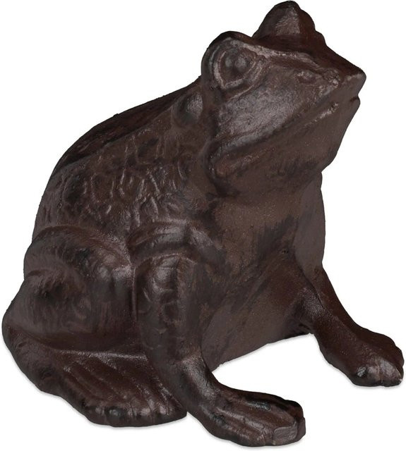 Relaxdays Gartenfigur Frosch aus Gusseisen in Braun Antik, Tischdeko Vintage, B/T/H: 12,5 x 10,0 x 13,0 cm - Bild 1