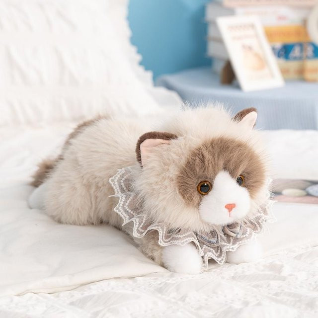 Simulierte Katze Puppe Plüschtier, Braun Grau, ab 14 Jahren - Bild 1