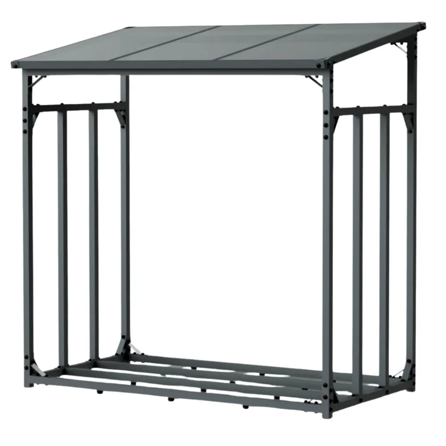 DELUKE Kaminholzregal Außen ELOS mit Dach aus Metall in Anthrazit, B/T/H: 140 x 70 x 145 cm - Bild 2