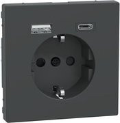 Merten Schutzkontakt Steckdose mit USB Ladegerät Typ MEG2367-6034 in Anthrazit für Unterputz-Montage - Bild 1