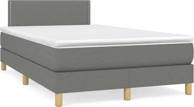 vidaXL Boxspringbett mit Matratze Hybrid-Design in Dunkelgrau, B/T/H: 200 x 120 x 78 cm - Bild 1