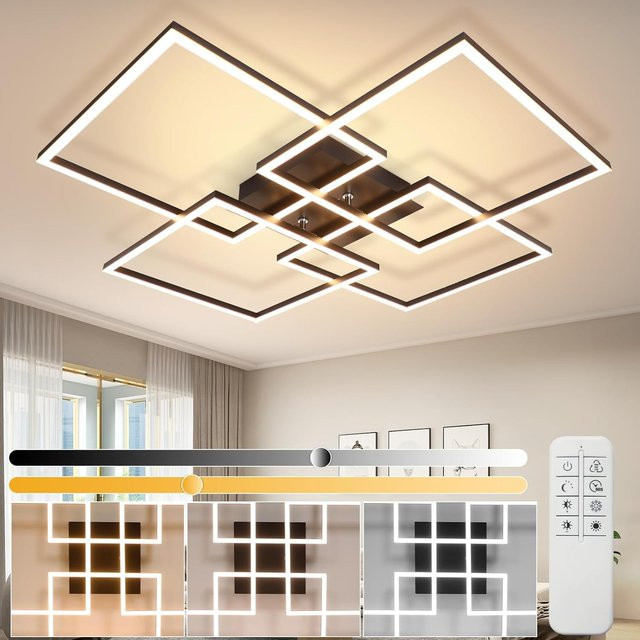 Cliheet 4-flammige LED-Deckenleuchte in Schwarz, 48 W, 5500 lm, modern, dimmbar mit Fernbedienung für Wohnzimmer und Küche - Bild 1