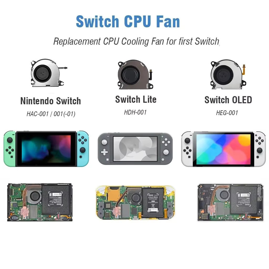 Original DIY Ersatz-Lüfter für Nintendo Switch, Switch Lite und Switch OLED Konsole, CPU-Kühler in Schwarz - Bild 3