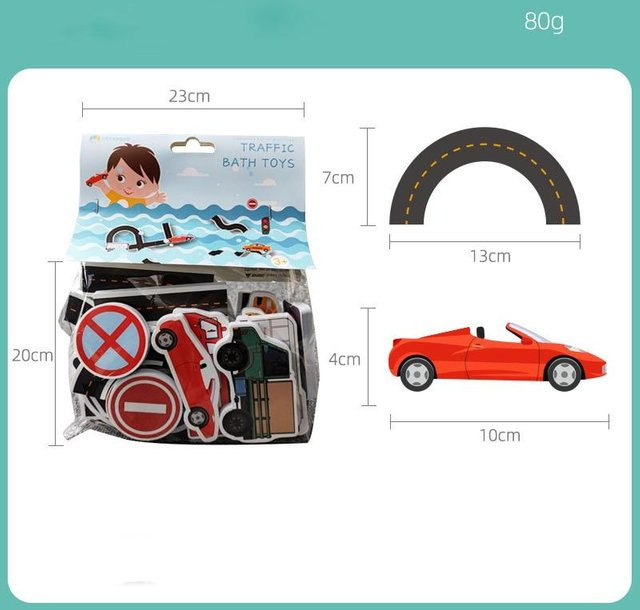Yiran toy Badespielzeug Stadtverkehr Auto Straße Schiene 23-teiliges Set - Bild 1