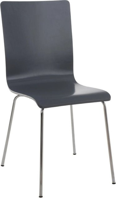 DELUKE Besucherstuhl TUNIS Konferenzstuhl und Bürostuhl aus Holz in Grau, B/T/H: 43 x 47 x 87 cm - Bild 1