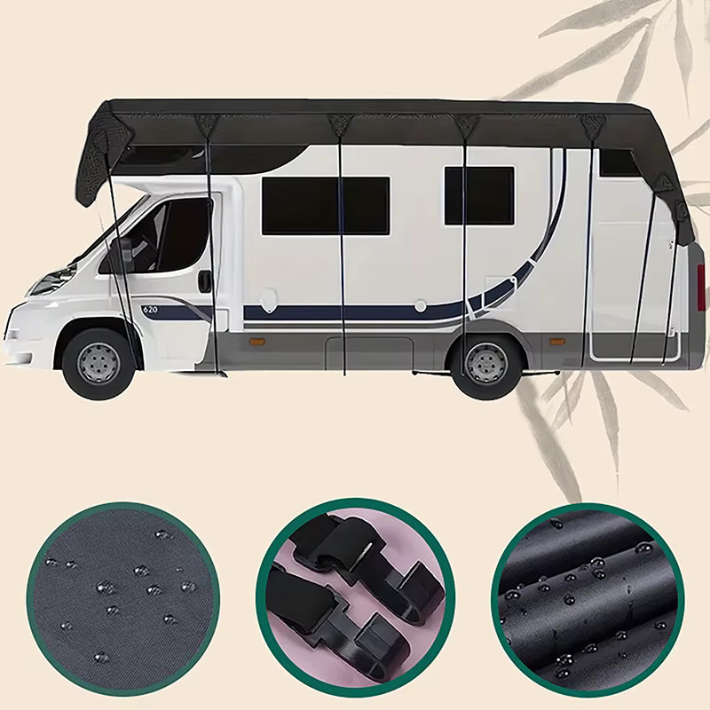 Wasserdichte Wohnmobil-Dach-Sonnenschutz-Abdeckung aus 210D Oxford-Polyester in Schwarz - Bild 5