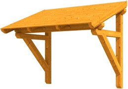 Skan Holz Haustür-Vordach Paderborn 1 aus nordischer Fichte in Eiche hell braun, Breite: 242 cm, Tiefe: 156 cm - Bild 1
