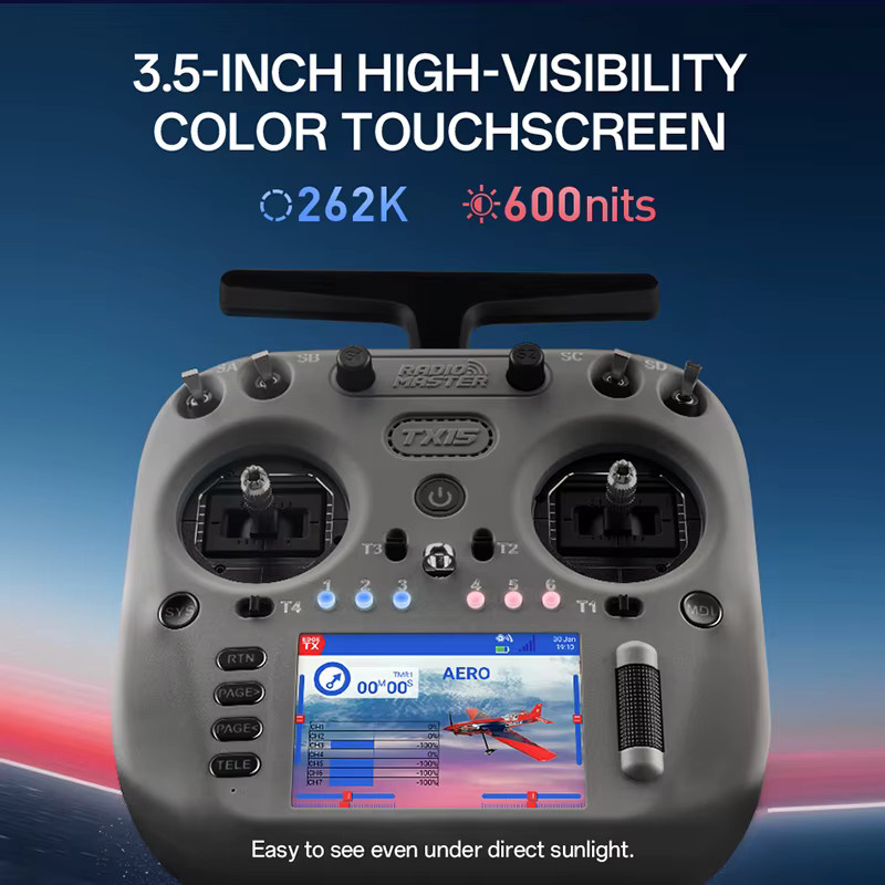 Radiomaster TX15 Funkfernsteuerung ELRS 2.4G 16-Kanal, mit 3,5 Zoll IPS Touchscreen V5.0 Hall Gimbals - Bild 2
