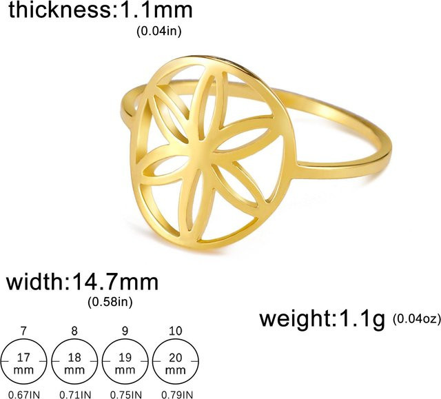 YULIN Ring Damen, Edelstahl, Gold, Keim des Lebens - Bild 1