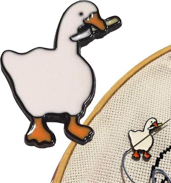 Magnetischer Nadelhalter in Entenform für Quilting und Stickerei, Weiß - Bild 1