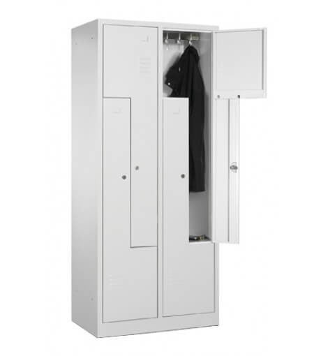BIGBOXX Freistehender Kleiderschrank aus Metall in Weiß mit Schwenktüren und offener Ablagefläche - Bild 1