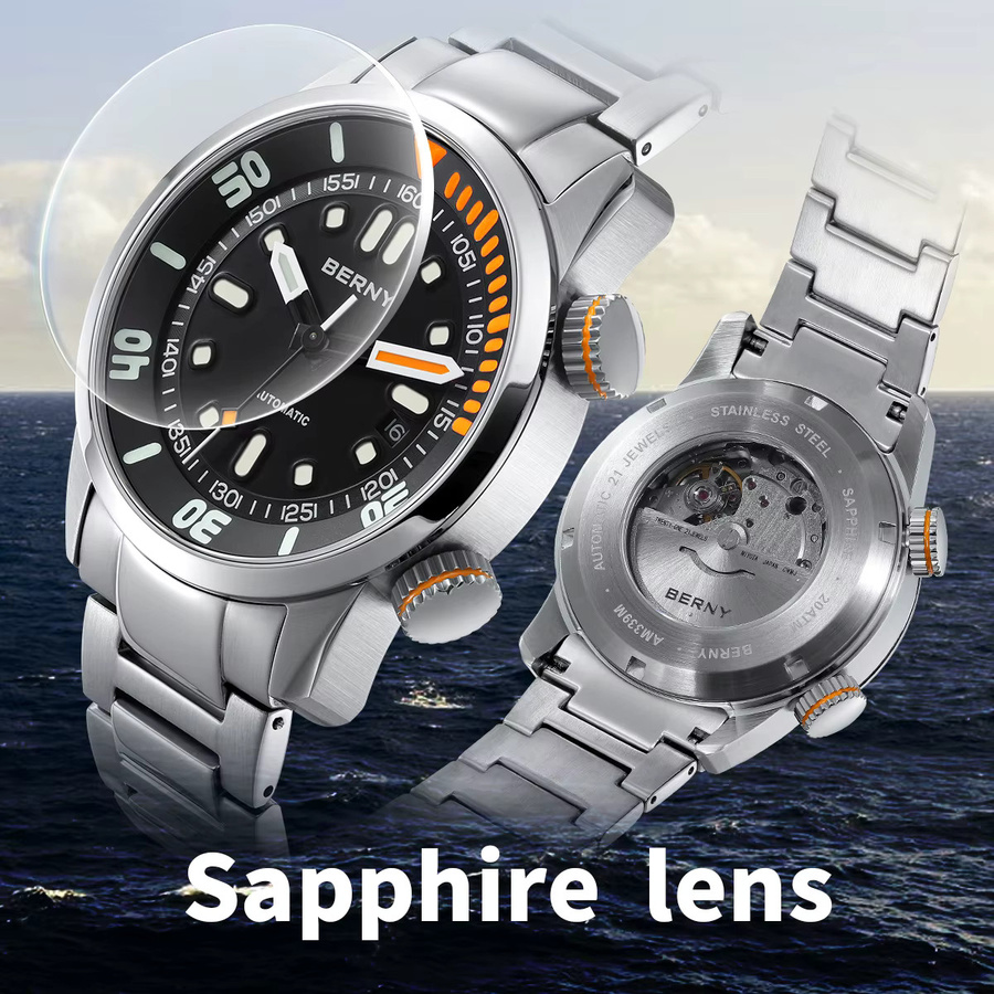 BERNY Taucherarmbanduhr, Automatik, Edelstahl, Saphirglas, 20 ATM, Herren - Bild 2