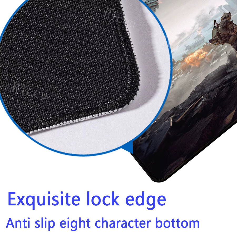 Riccu Battlefield 6 XXL-Schreibtischunterlage in Multicolour mit HD-Druck und Overlock-Kante für Gaming und E-Sport - Bild 4