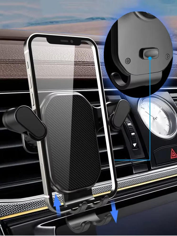 Auto Luftauslass Handyhalterung mit Schwerkraft-Mechanismus für Smartphone und GPS in Schwarz - Bild 4