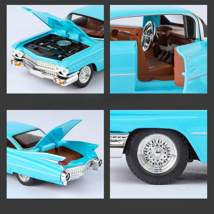 MINI AUTO 1960 Eldorado Große Rakete, Modellauto, Metall, mit Licht und Sound, 1:24 - Bild 3