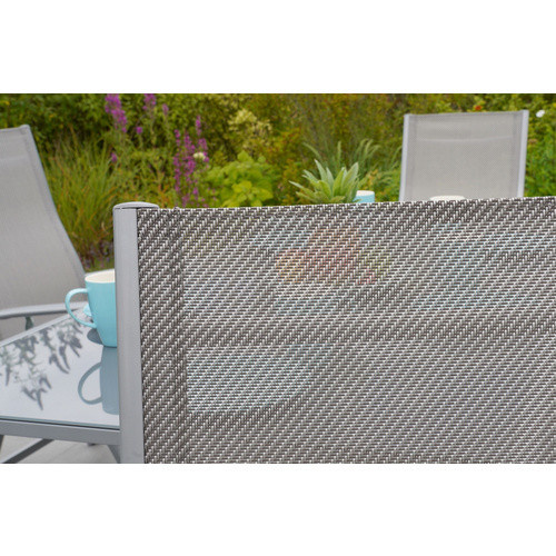 Merxx Gartenmöbelset Taviano 5-teilig mit ausziehbarem Tisch und 4 Klappsesseln aus Aluminium und Textil in Silber, Anthrazit, Grau und Braun - Bild 1