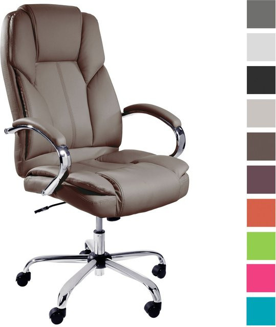 TPFLiving Premium XXL-Bürostuhl DALLAS Executive Chair aus Kunstleder in Braun mit Armlehnen und Rollen, belastbar bis 215 kg - Bild 1