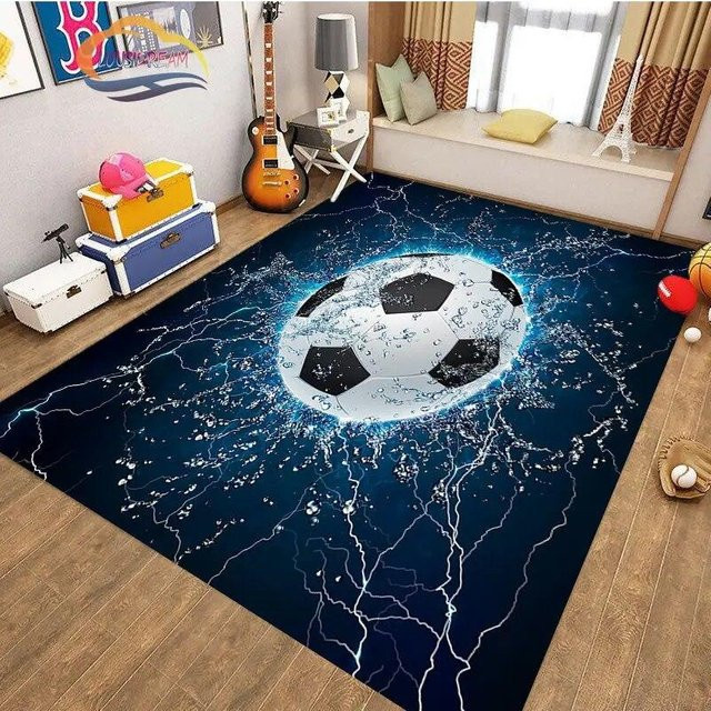 Magic Zhu Fußball-Teppich mit Cartoon-Design, rutschfester und waschbarer Wohnzimmerteppich für Kinder, B/B: 160 x 230 cm - Bild 1