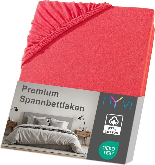 NYVI DreamScience Premium Spannbettlaken aus Baumwolle, Rot, B/T: 180 x 200 cm, H: 220 cm, Höhe: 40 cm - Bild 1