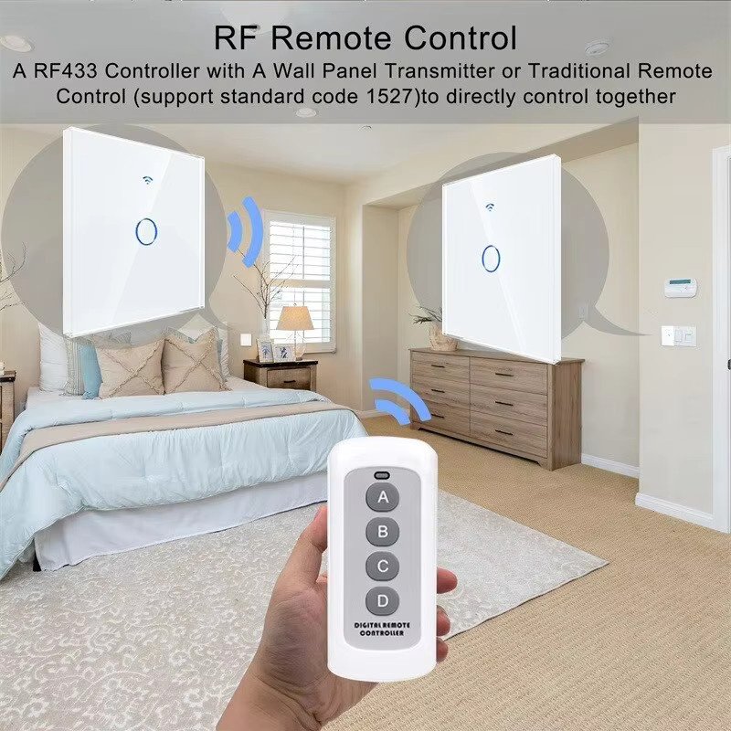 AXUS WLAN Touch-Lichtschalter für Smart Home, kompatibel mit Tuya, Alexa und Google Home, modernes Glas-Design in Schwarz oder Weiß - Bild 3