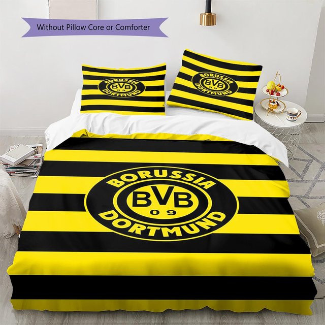 Borussia Dortmund Bettwäsche Set mit Muster in Gelb, bestehend aus 1 Bettbezug und 2 Kissenbezügen, B/H: 135 x 200 cm - Bild 1