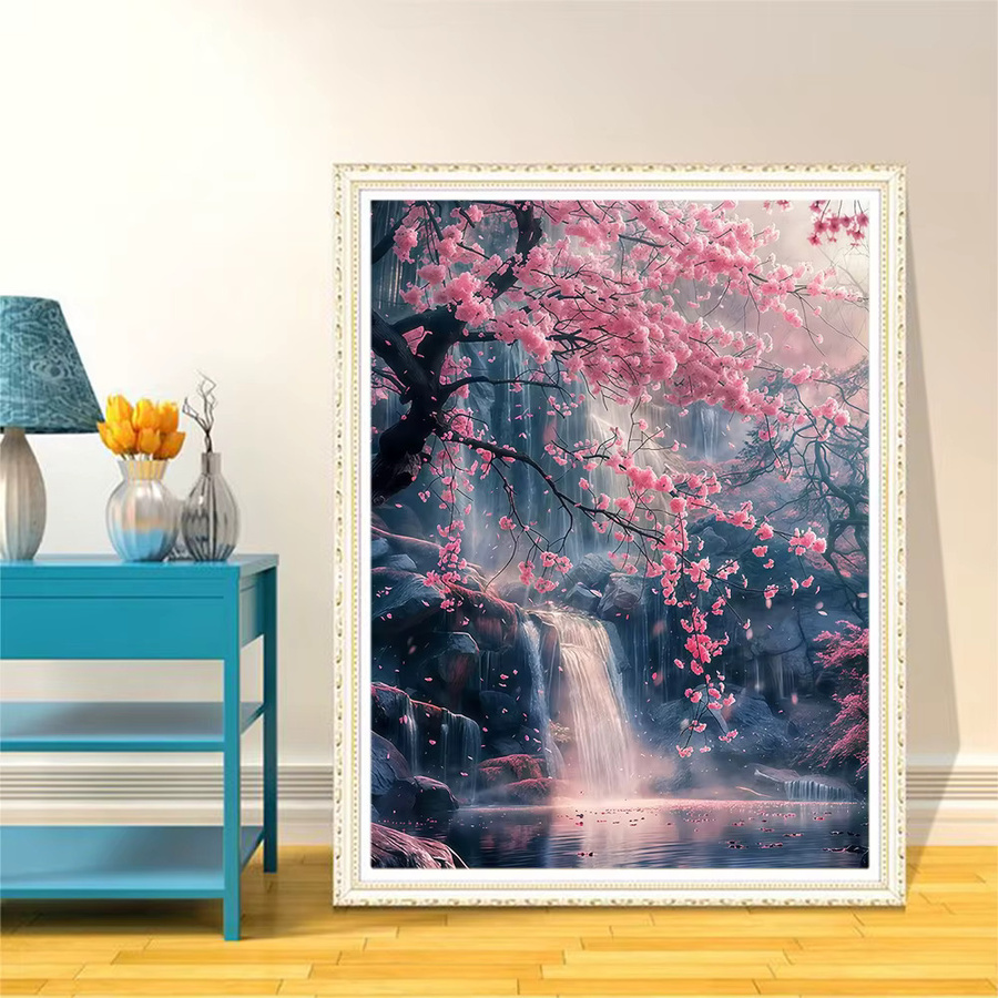 EverShine DIY Diamantmalerei Landschaft mit Baum und Wasserfall, 5D Mosaik Stickerei Set für Erwachsene, Mehrfarbig, B/H: 30 x 20 cm - Bild 3