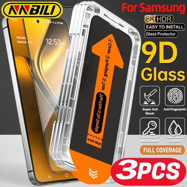 NNBILI 3er-Pack Ultra HD Displayschutzfolie mit Installationskit und Auto-Ausrichtungs-Set für Samsung Galaxy S26 S25 S24 S23 Ultra, transparent - Bild 1