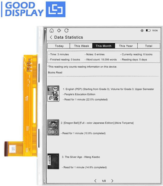 Goodisplay E-Book-Reader DIY E-Ink 10,3-Zoll E-Paper-Panel-Display 1872x1404 HD Raw GDEP103TC2 - Bild 1