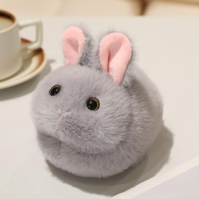 Yiran toy Kawaii Runder Hase Plüschtier, 16cm, grau, bunt/mehrfarbig - Bild 1