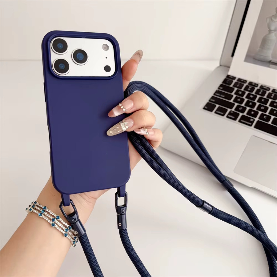 lolozzx Stoßfeste Candy Crossbody Halskordel-Hülle für iPhone mit weichem Lanyard-Etui in Rot oder Blau - Bild 1
