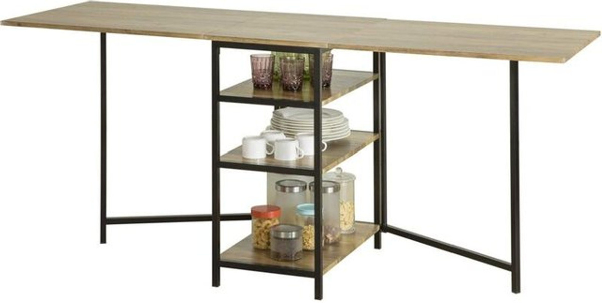 SoBuy Schreibtisch im Industrial-Design mit 3 Regalen aus Holz und Metall in Natur und Schwarz B/T/H: 180 x 60 x 76,5 cm - Bild 2