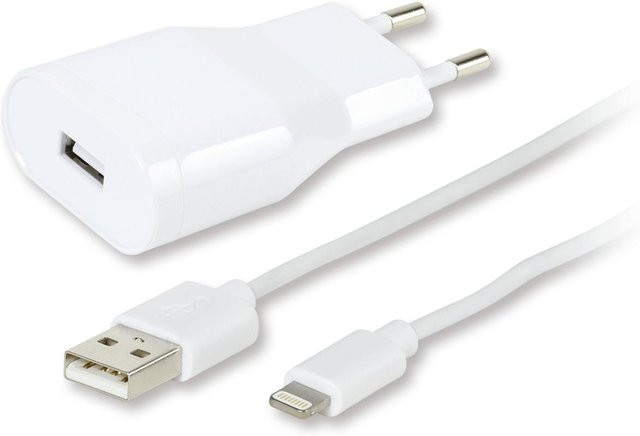 USB Ladeset für Apple-Geräte mit Lightning-Anschluss und USB-A in Weiß - Bild 1