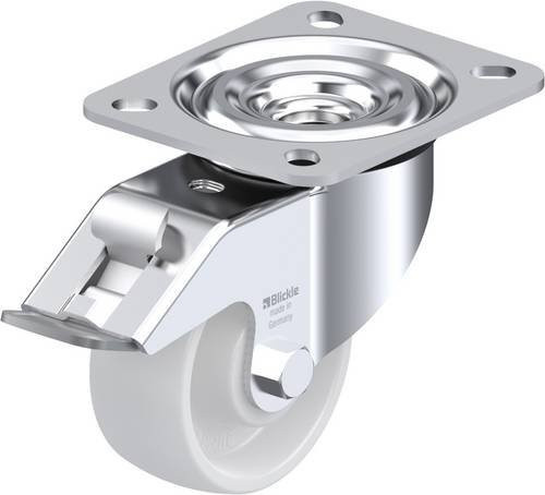 Blickle L-PO 75XR-FI Lenkrolle mit Feststeller in Silber und Weiß, Rad-Durchmesser: 75 mm, Tragfähigkeit: 200 kg - Bild 1