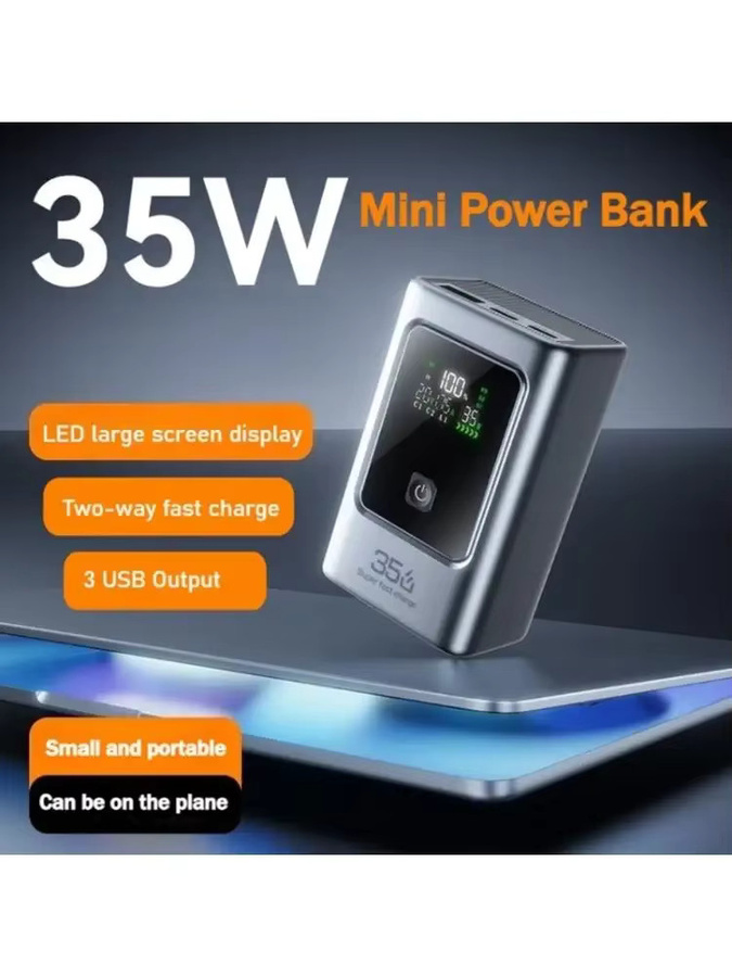 OOTDTY 35W Schnellladende Powerbank-Hülle mit Dual-USB-Typ-C-Anschluss in Grau für iPhone, Xiaomi und Huawei - Bild 6